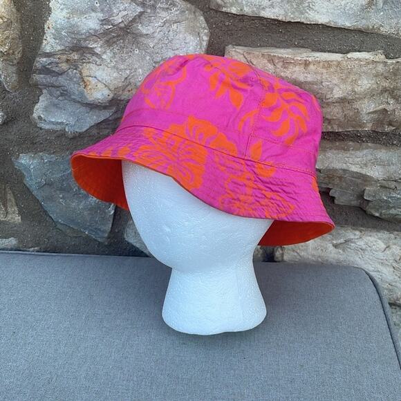 Kids pink & orange Hawaiian print bucket hat - Picture 2 of 6